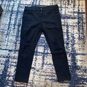 Black Jeggings with distressing on the knee caps